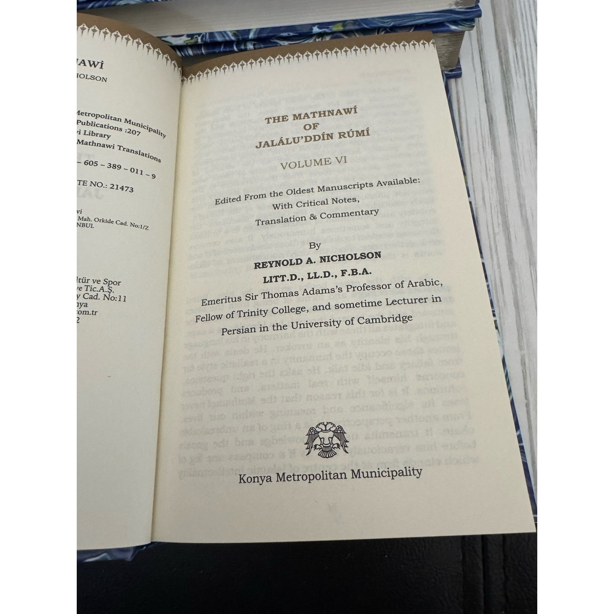 The Mathnawi of Rumi Vol II, IV, V, VI 2024 Konya HC Nicholson