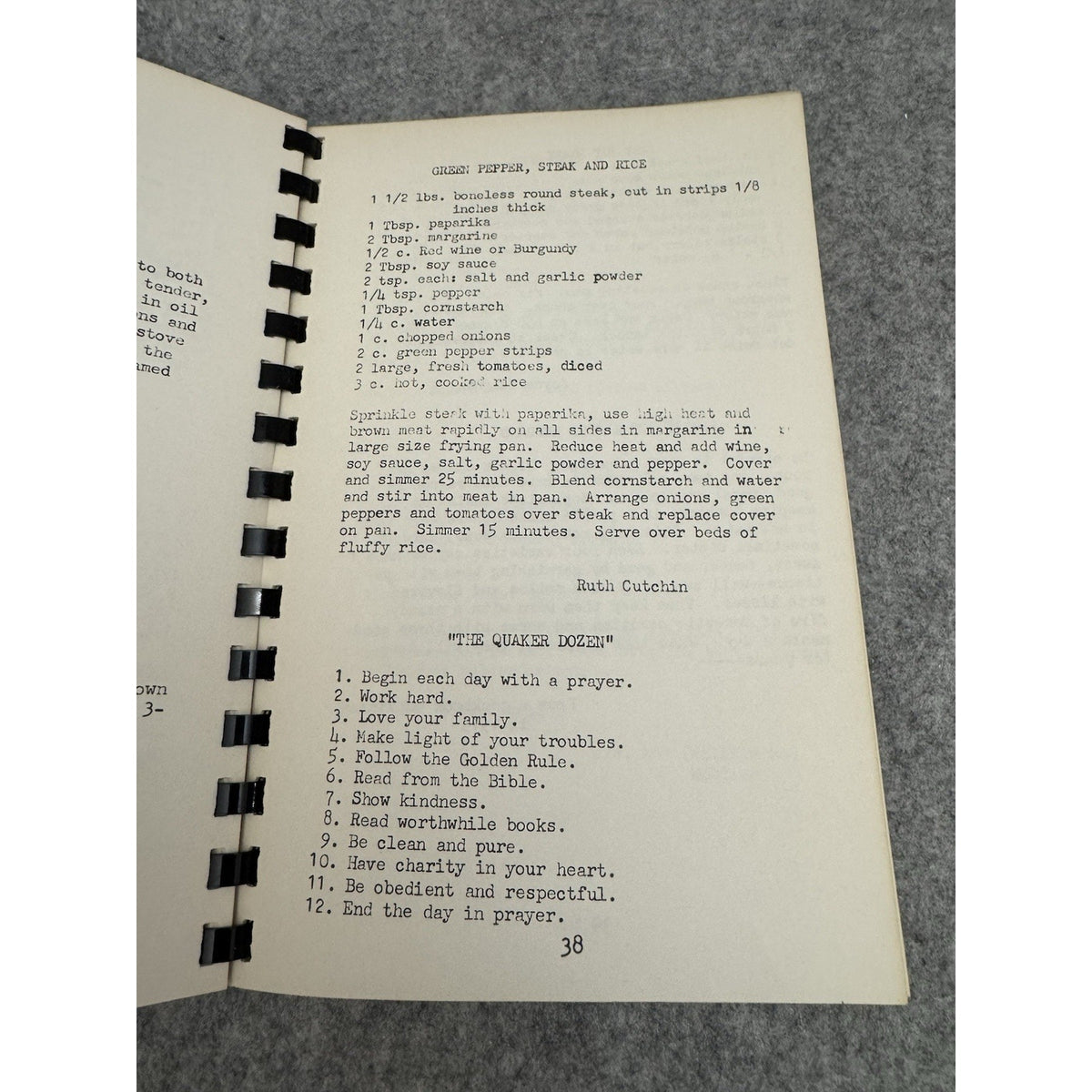 Recipes From Friends Somerton Friends Meeting Quaker Cookbook Spiral PB
