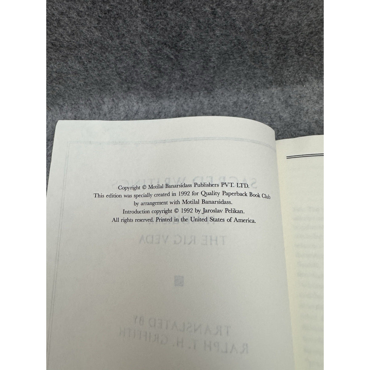 1992 Sacred Writings Vol 5 Hinduism The Rig Veda Jaroslav Pelikan PB