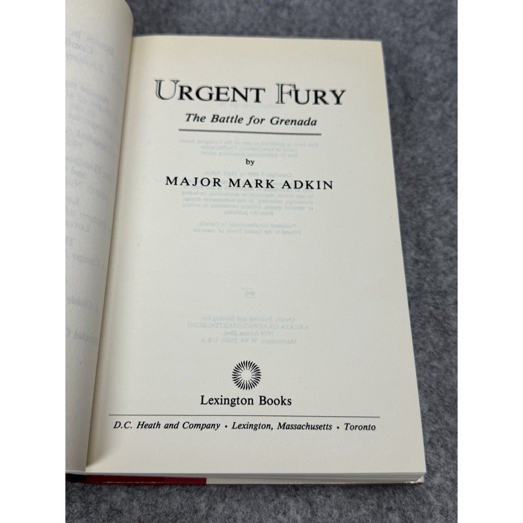 Urgent Fury The Battle for Grenada Mark Adkin 1989 Hardcover Dust Jacket