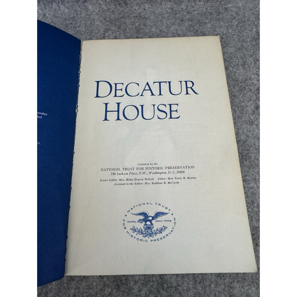 Decatur House National Trust Historic Preservation 1967 Softcover Book