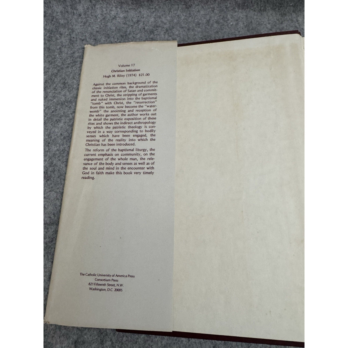 1974 Christian Initiation Hugh M Riley HC DJ Studies in Christian Antiquity