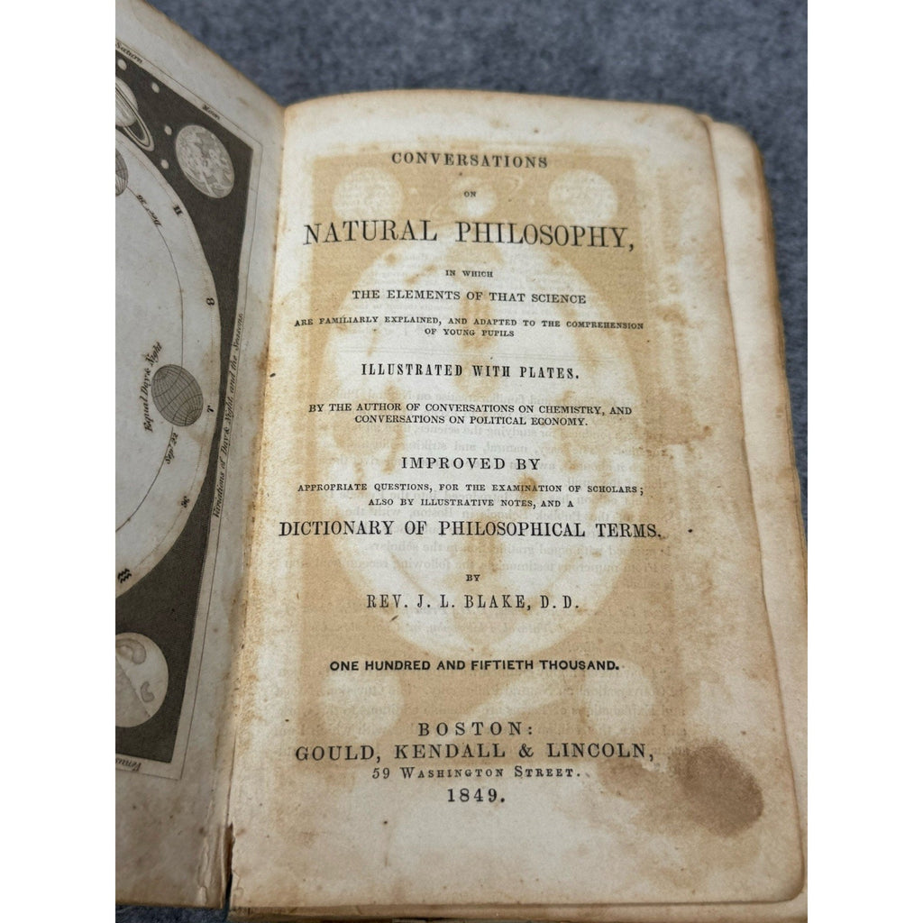 1849 Conversations on Natural Philosophy Marcet Blake Astronomy Plates Leather