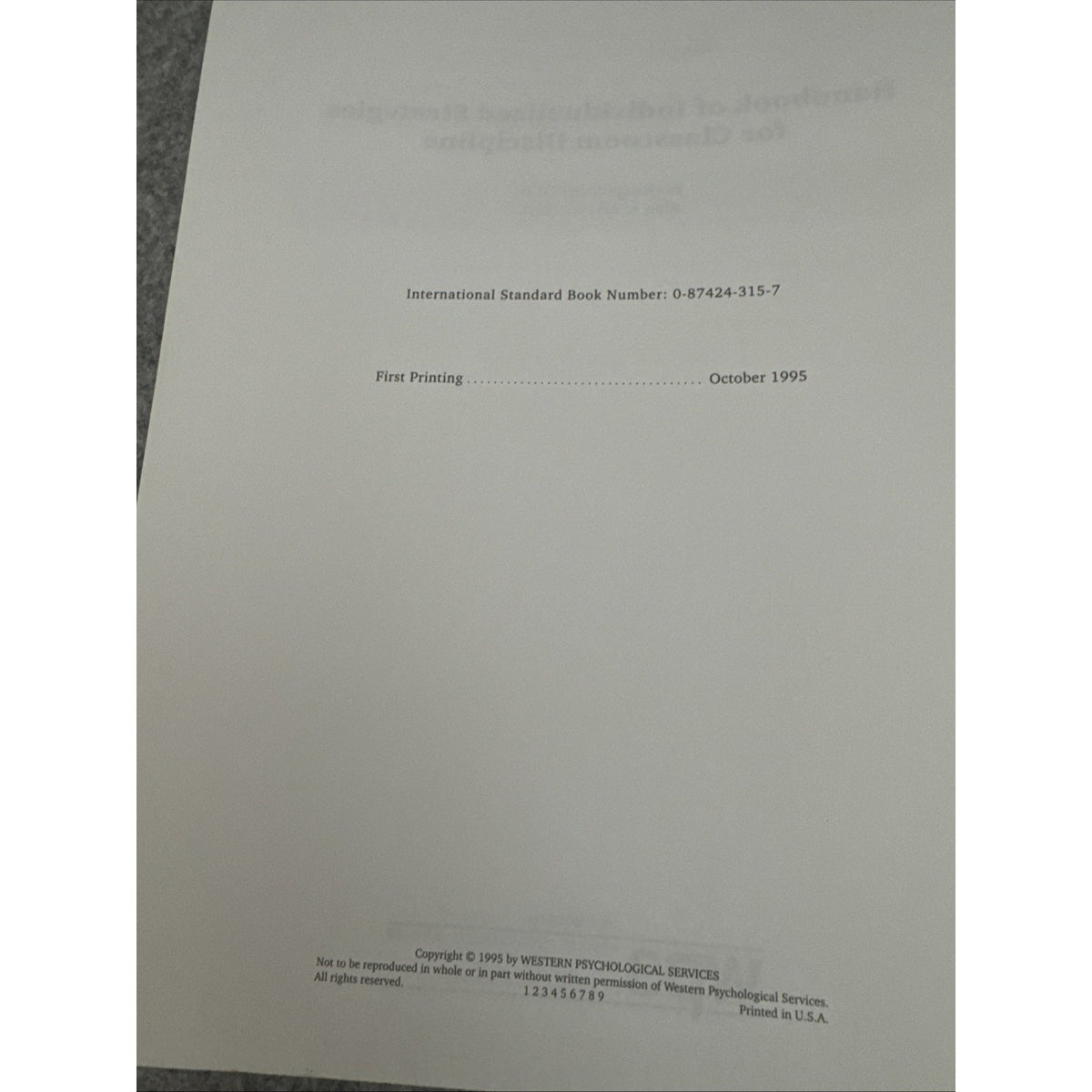 Handbook of Individualized Strategies for Classroom Discipline