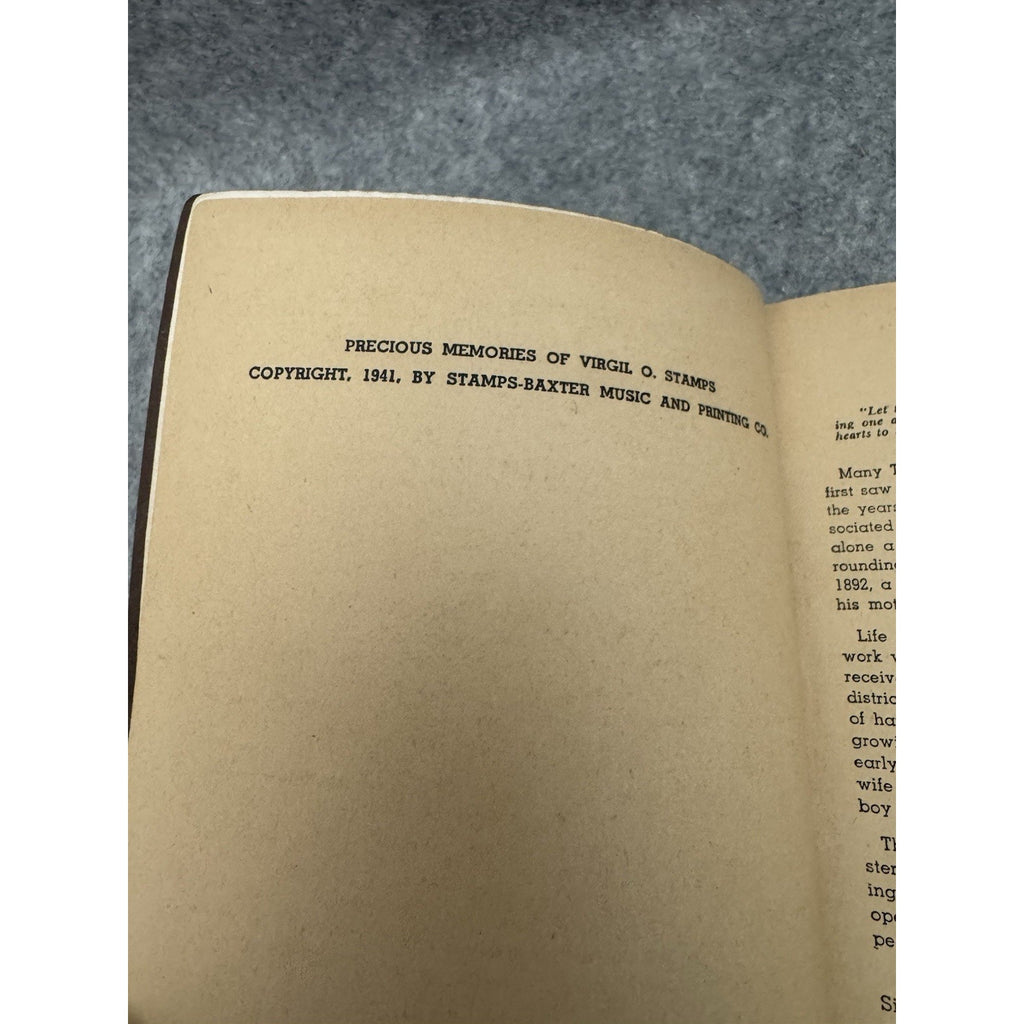 1941 Precious Memories of Virgil O. Stamps Gospel Songbook Softcover