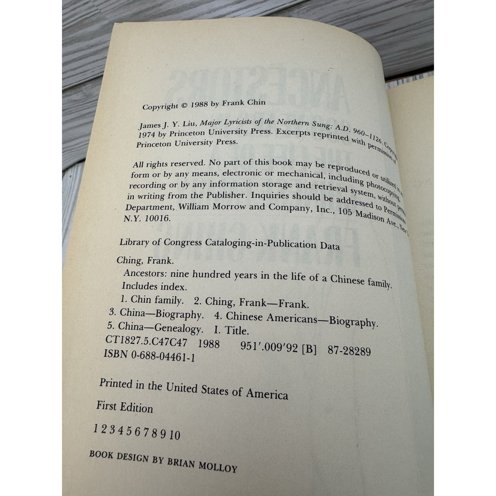 Ancestors Frank Ching 1988 HC DJ 1st Ed 900 Years Chinese Family