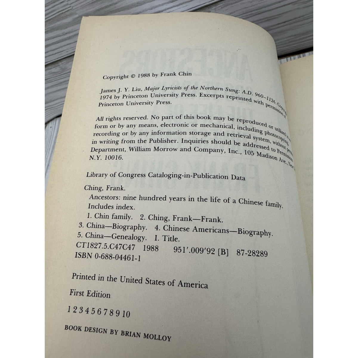Ancestors Frank Ching 1988 HC DJ 1st Ed 900 Years Chinese Family