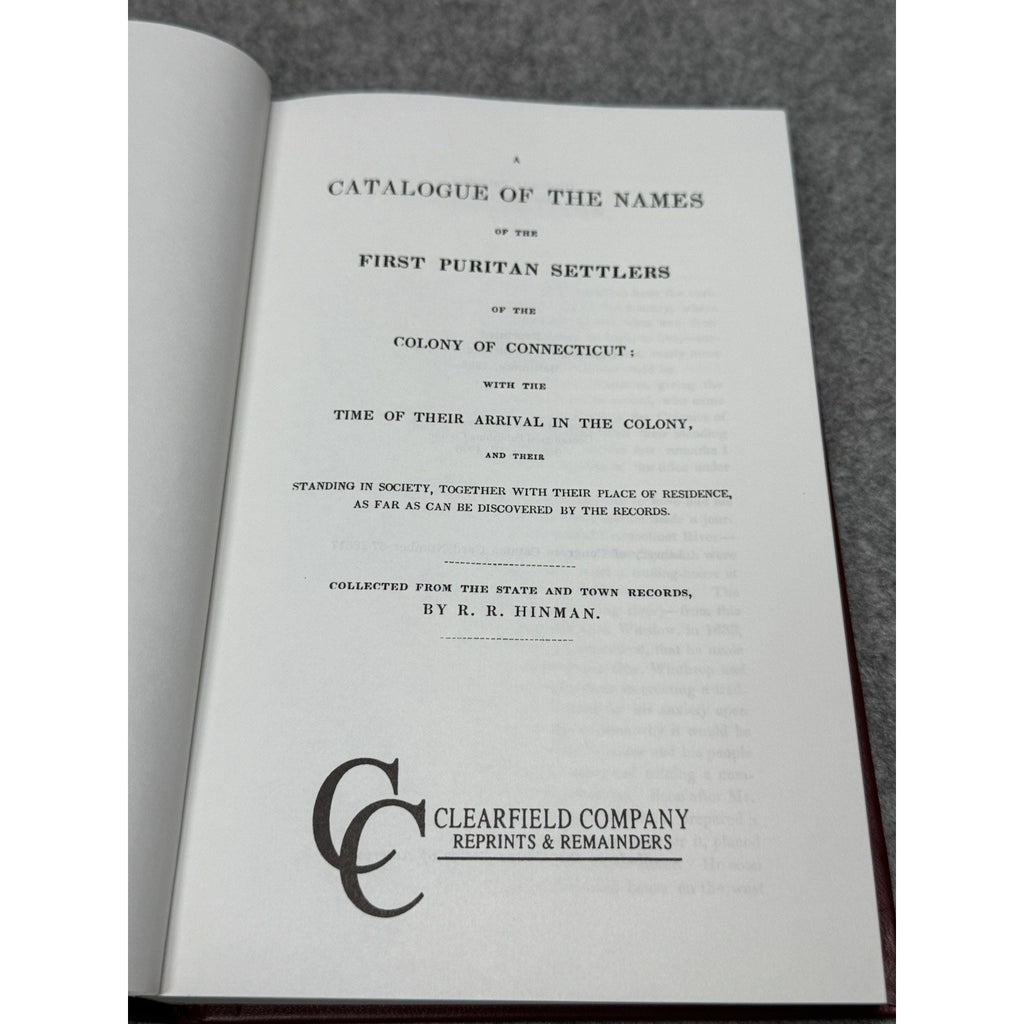 First Puritan Settlers of Connecticut R.R. Hinman Genealogy Hardcover