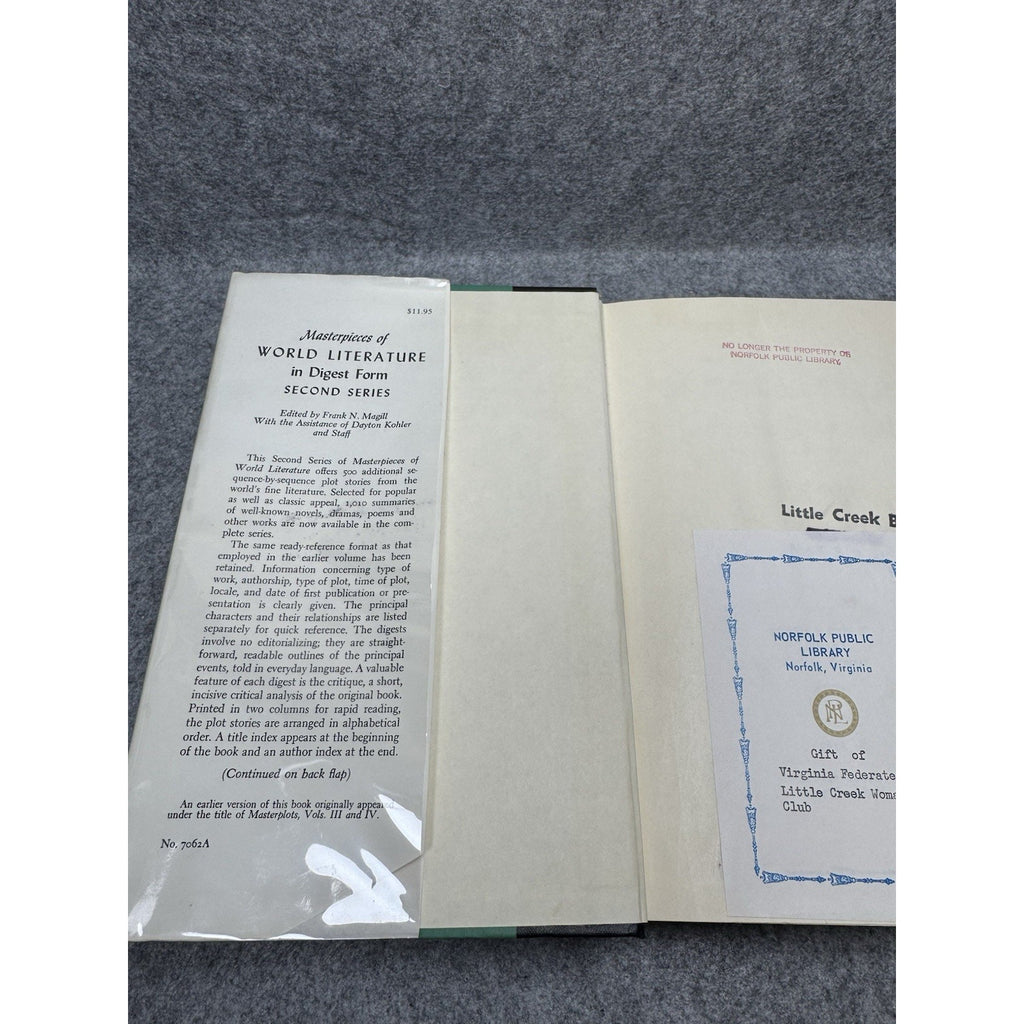 Masterpieces World Literature Digest Frank Magill 500 Plot Summaries HC DJ