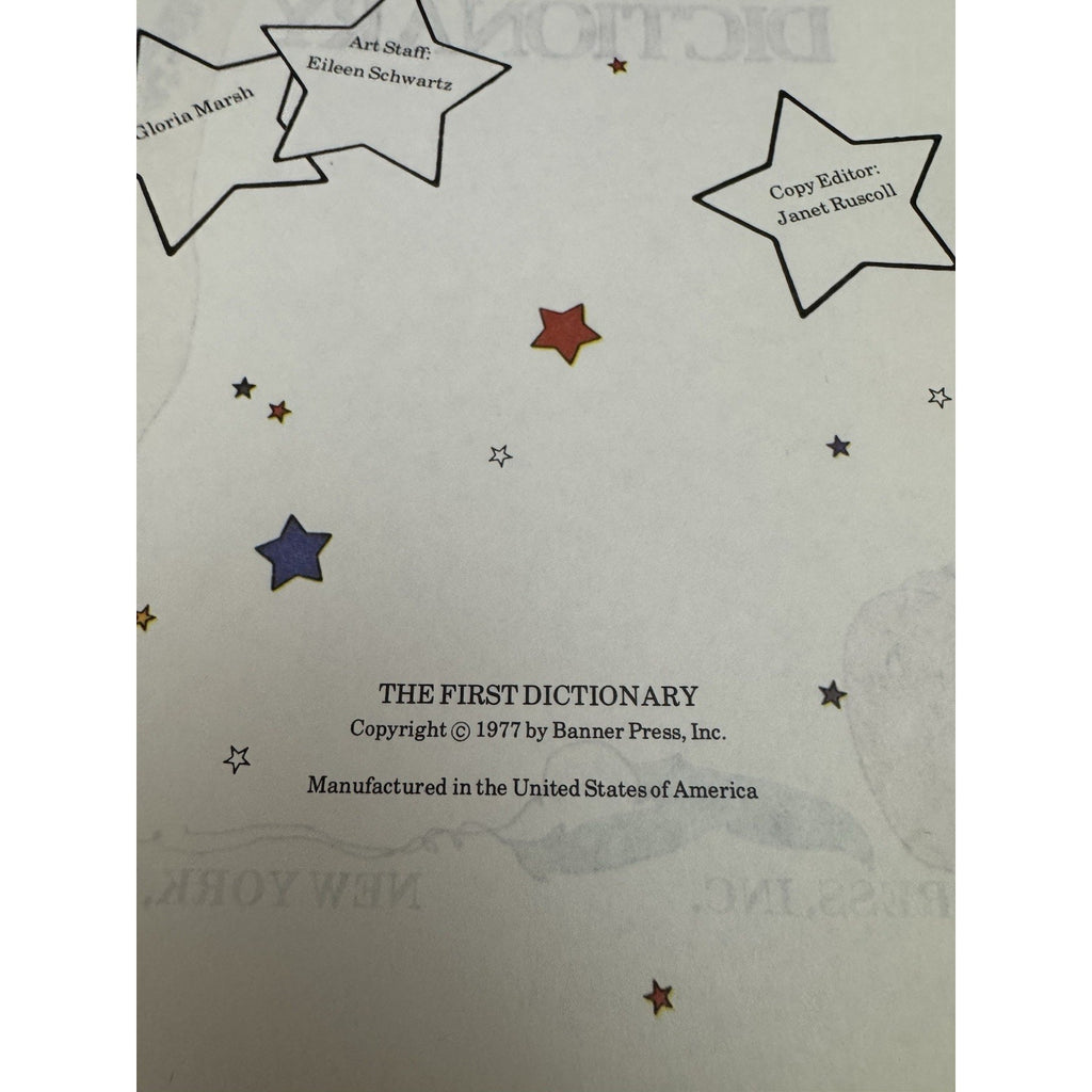 The First Dictionary 1977 Banner Press Vintage Children’s Picture Dictionary