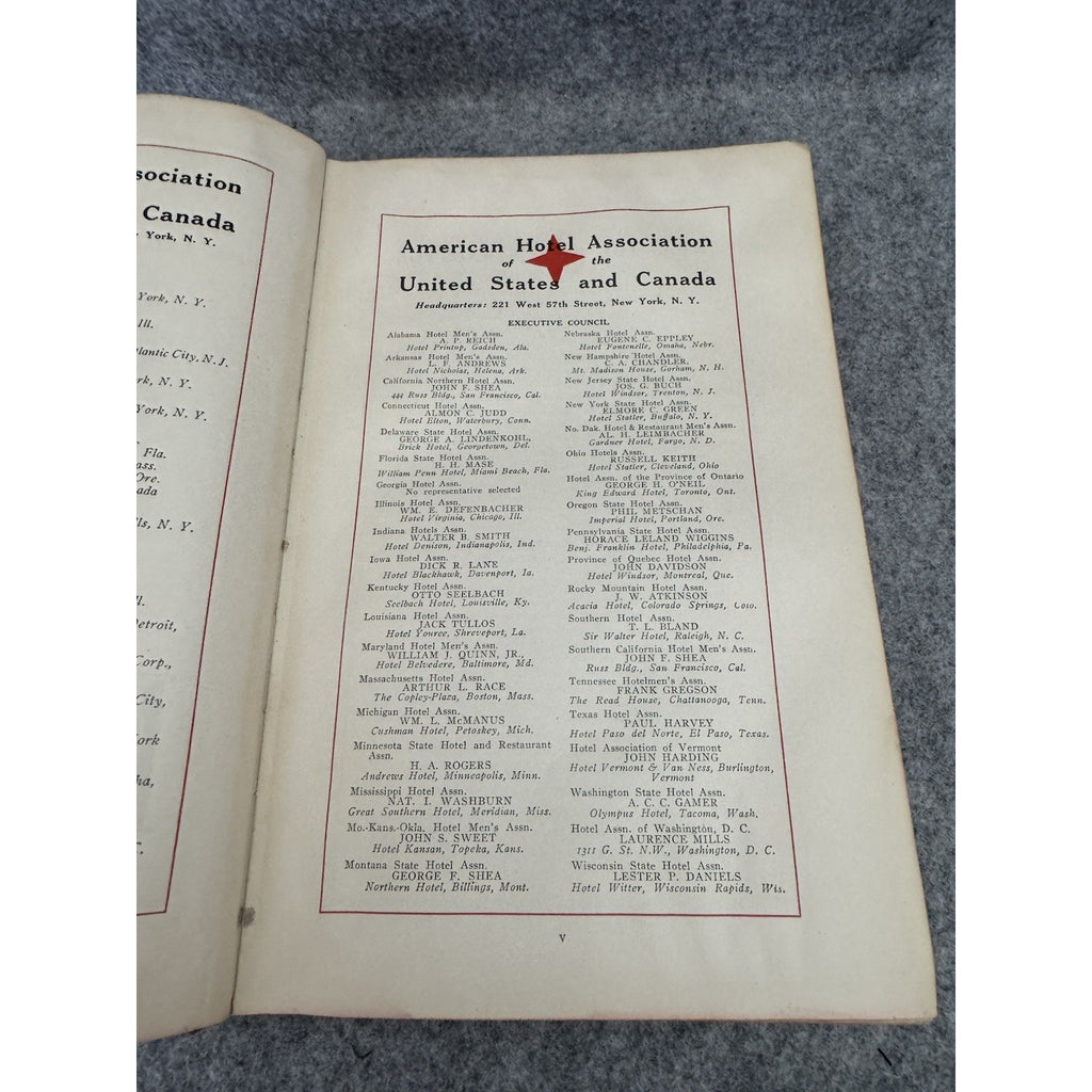 1928 Official Hotel Red Book and Directory HC American Hotel Association
