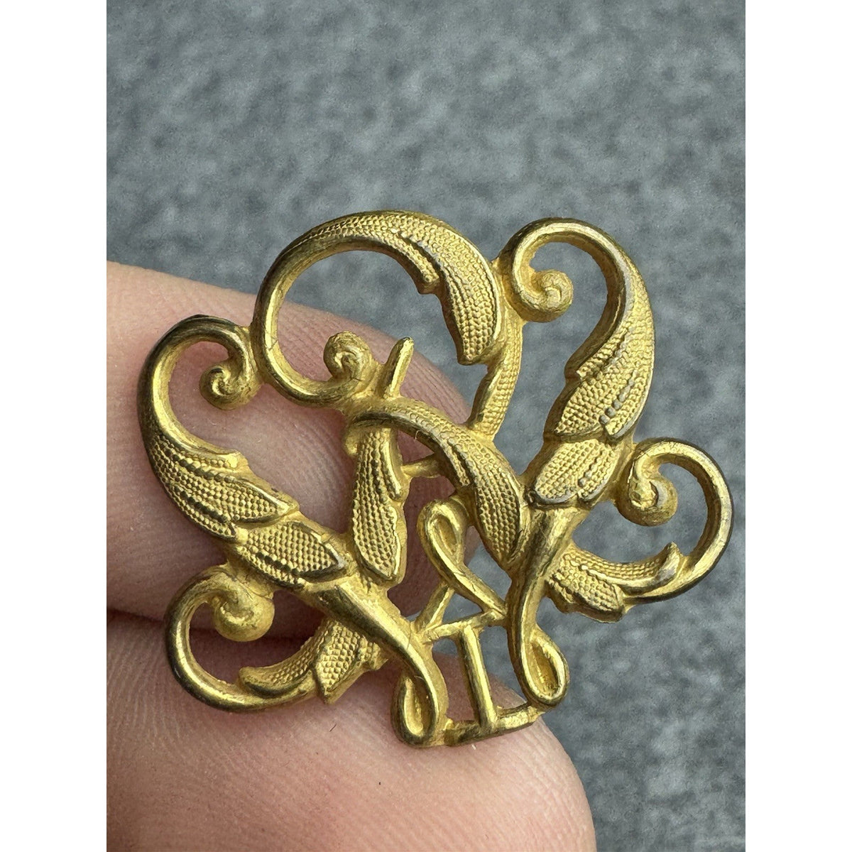 Russian Style Imperial Cypher Insignia Pair Gold Tone Monogram Uniform Fittings