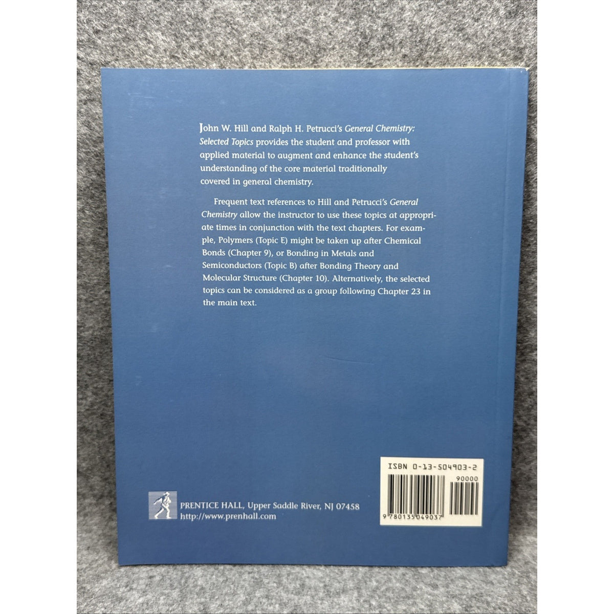 General Chemistry : Select Topic by Ralph H. Petrucci and John W. Hill (1996,...