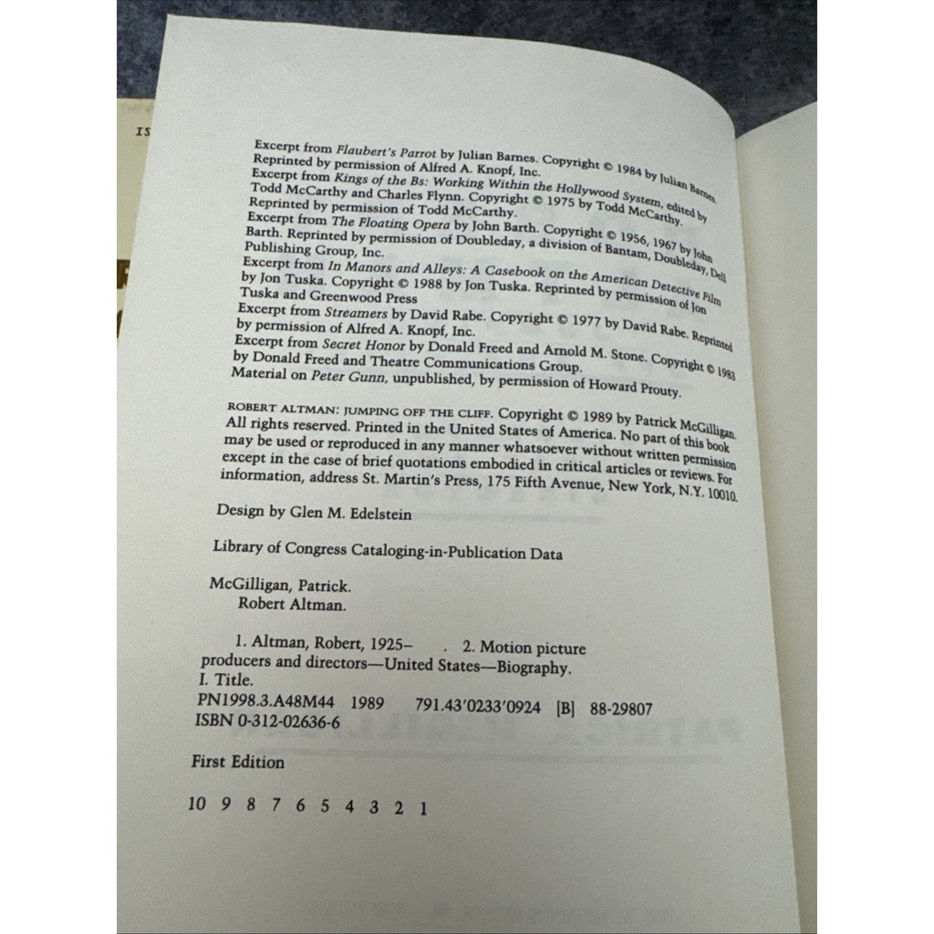 Robert Altman : Jumping Off the Cliff by Patrick. McGilligan (1989, Hardcover)