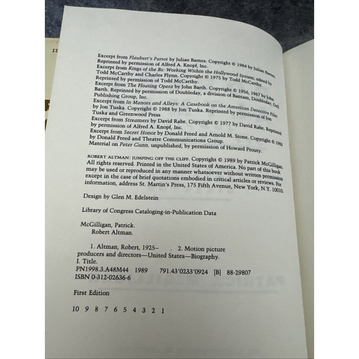 Robert Altman : Jumping Off the Cliff by Patrick. McGilligan (1989, Hardcover)