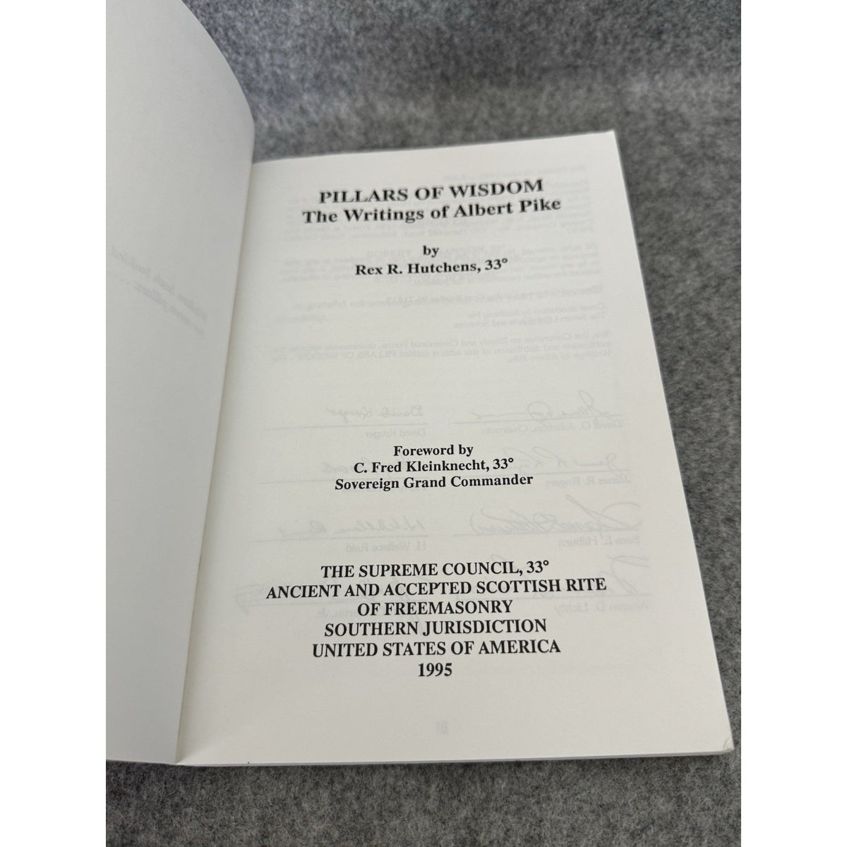 Pillars of Wisdom Albert Pike Writings Rex Hutchens 1995 Masonic PB