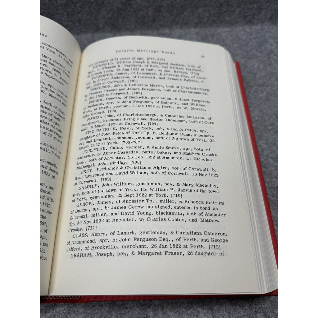 Marriage Bonds of Ontario 1803-1834 Thomas B Wilson 1985 Genealogy HC