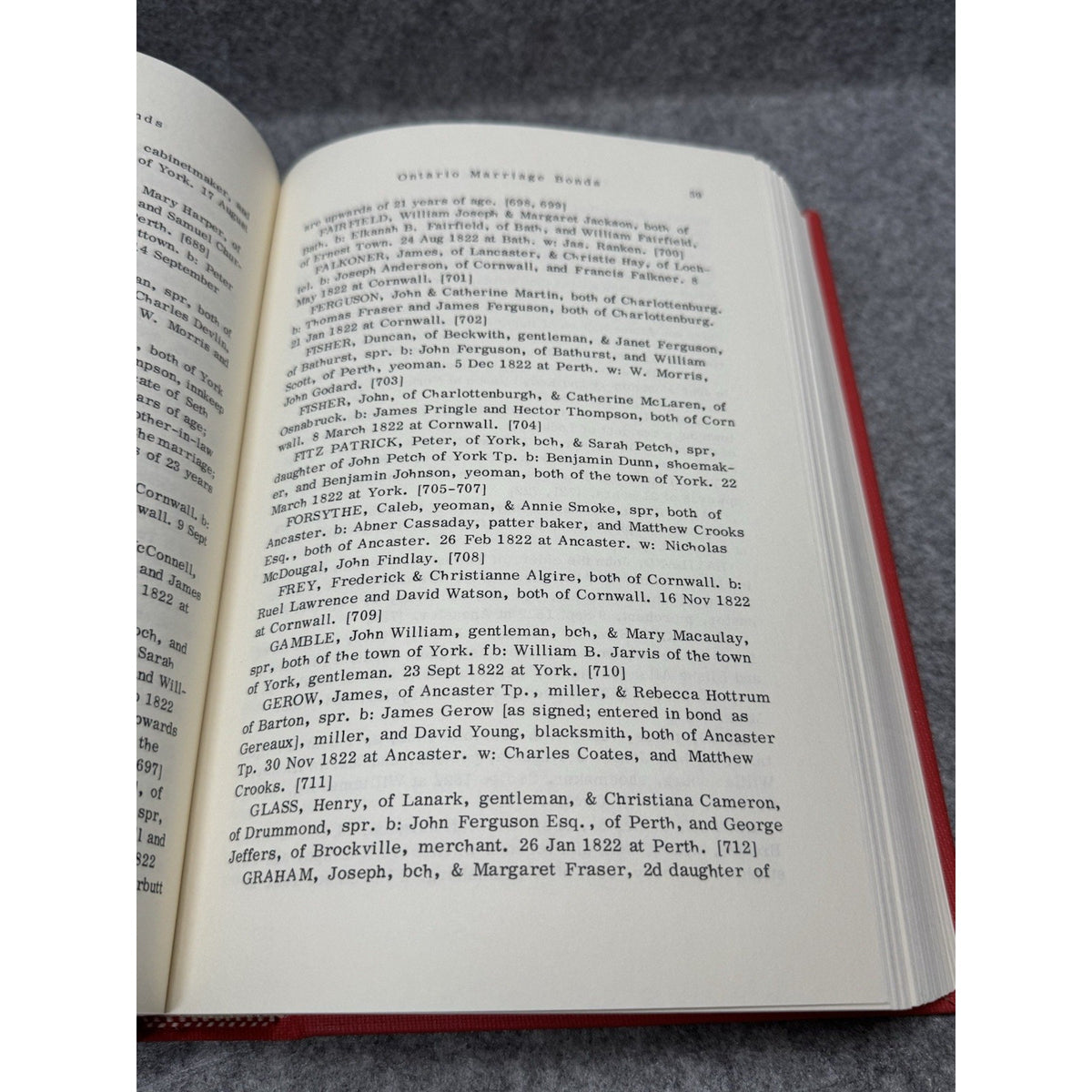 Marriage Bonds of Ontario 1803-1834 Thomas B Wilson 1985 Genealogy HC
