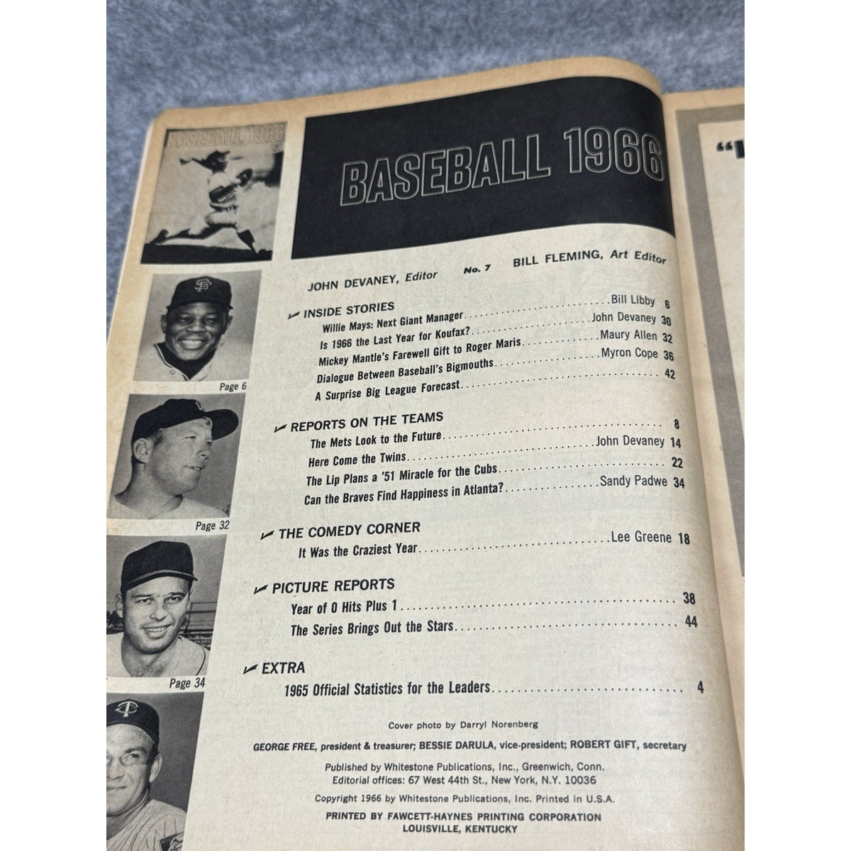 1966 Baseball Magazine Sandy Koufax Dodgers Cover Mickey Mantle Willie Mays