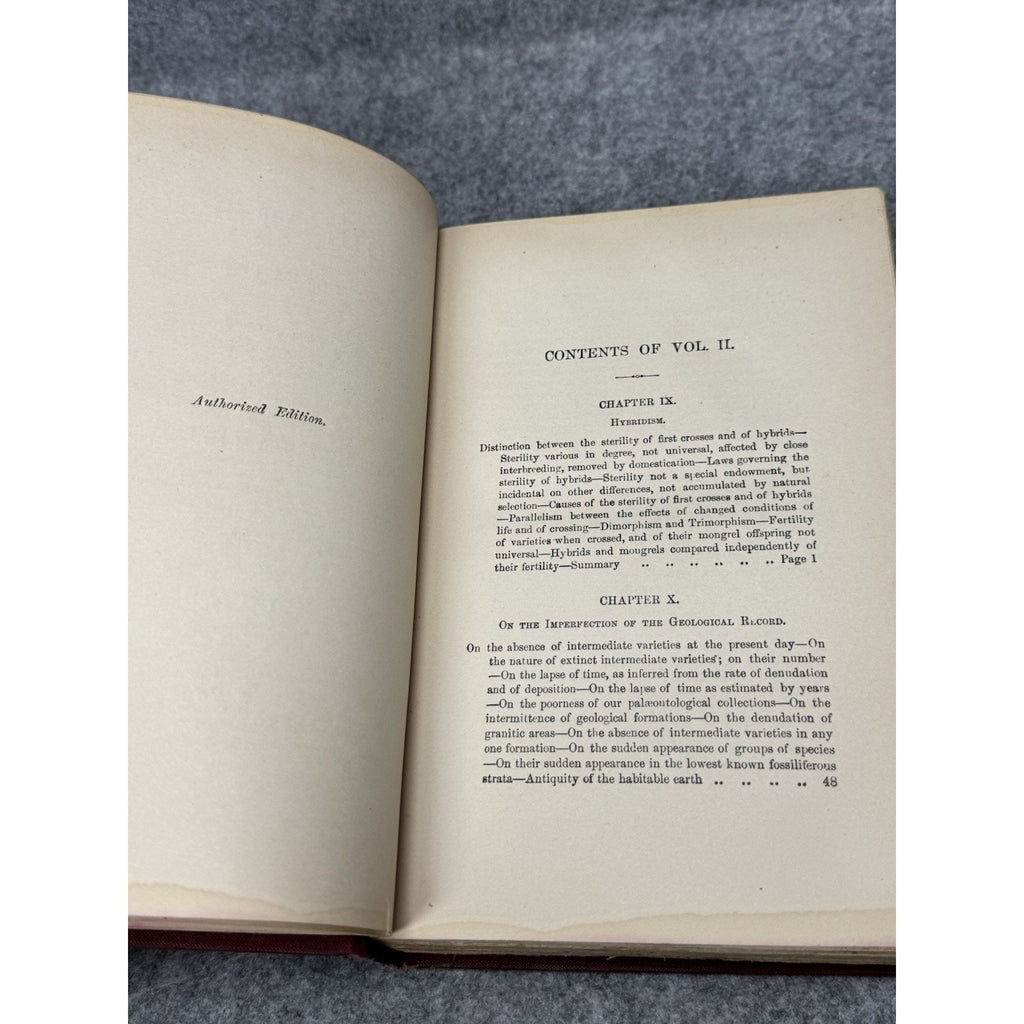 1897 Charles Darwin The Origin of Species Vol II Appleton Hardcover Gilt Top