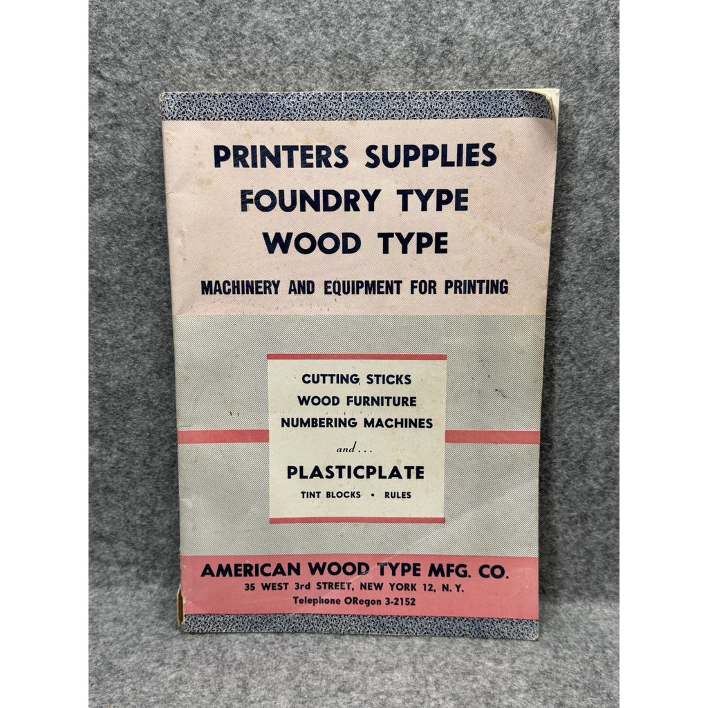 1955-1956 American Wood Type Mfg Co Catalog Printers Supplies Letterpress