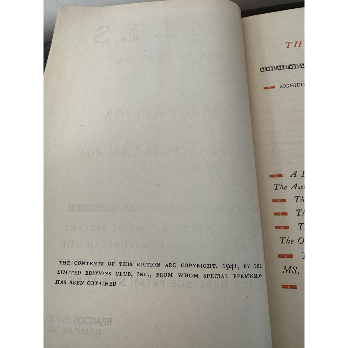 Tales of Mystery Imagination Poe HC Heritage Press 1941 Illus Ex Library
