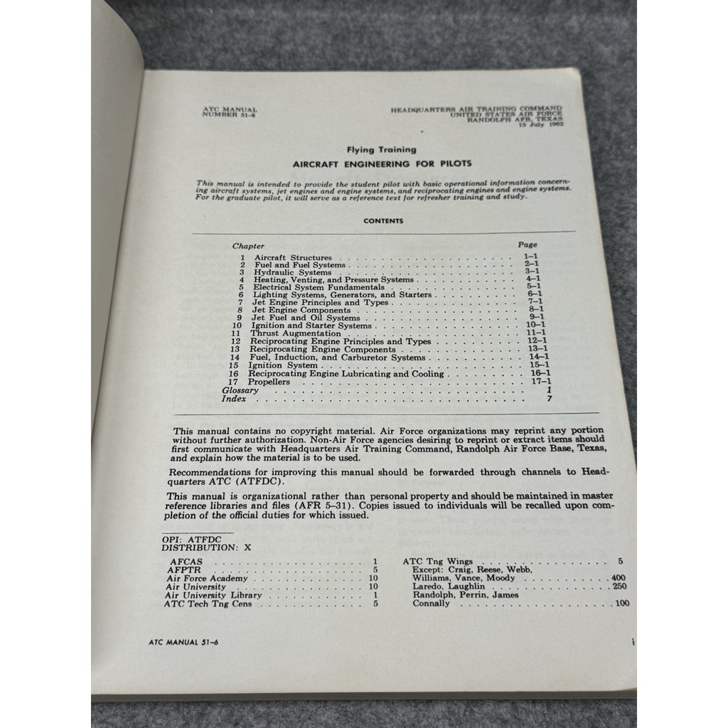 Aircraft Engineering for Pilots Air Force Flight Training ATC 51-6 1980