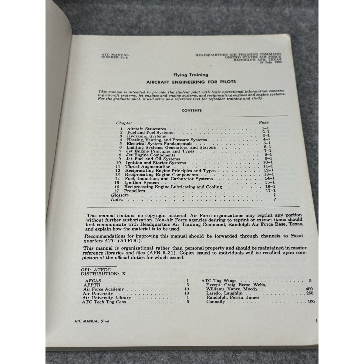 Aircraft Engineering for Pilots Air Force Flight Training ATC 51-6 1980