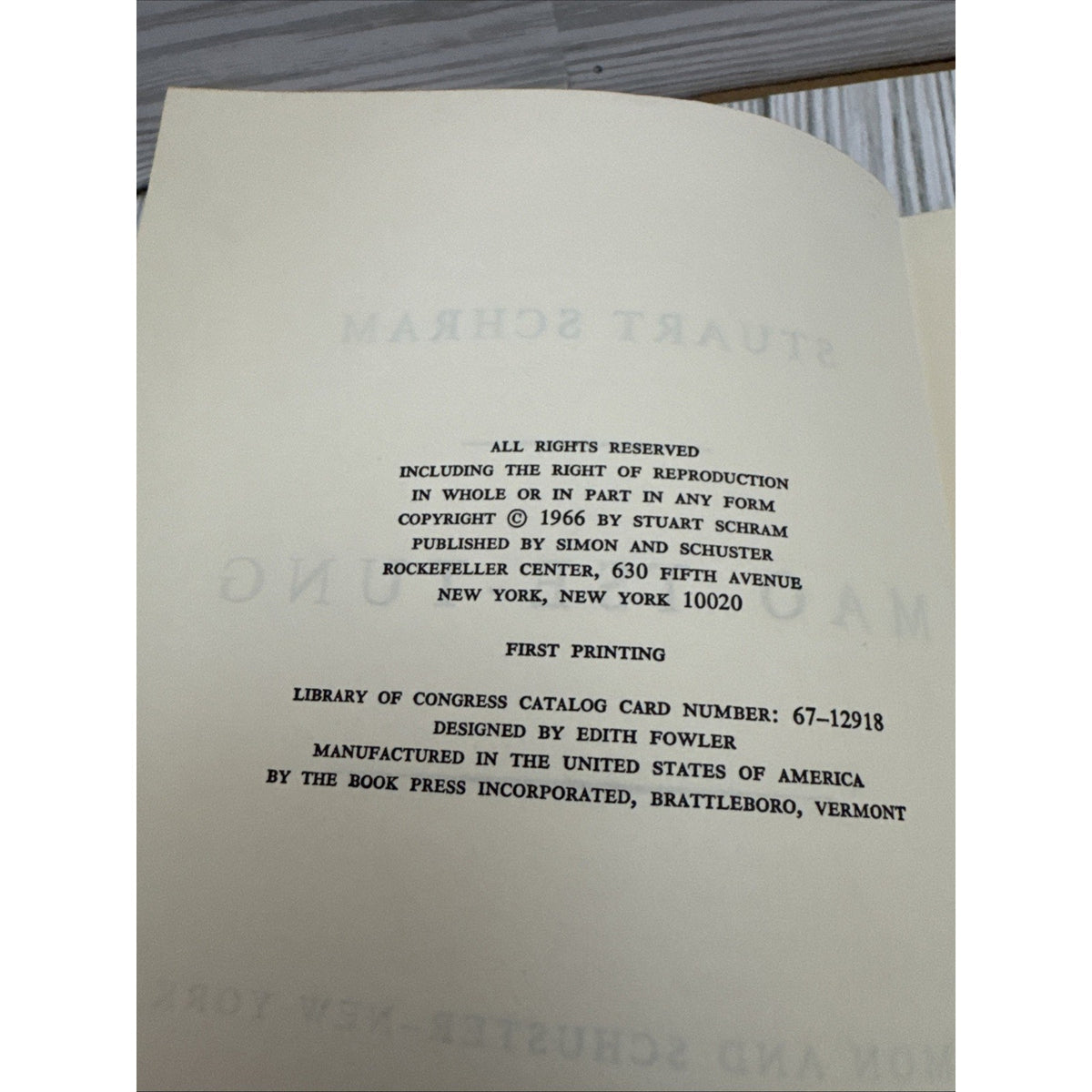 Mao Tse-Tung by Stuart Schram HC 1966 First Printing China
