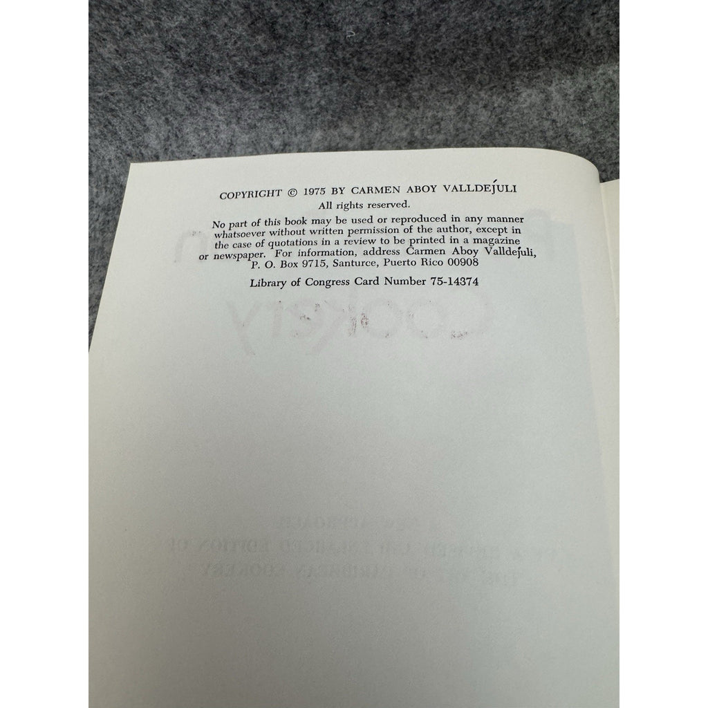 Puerto Rican Cookery 1975 HC/DJ Carmen Aboy Valldejuli 1st Ed