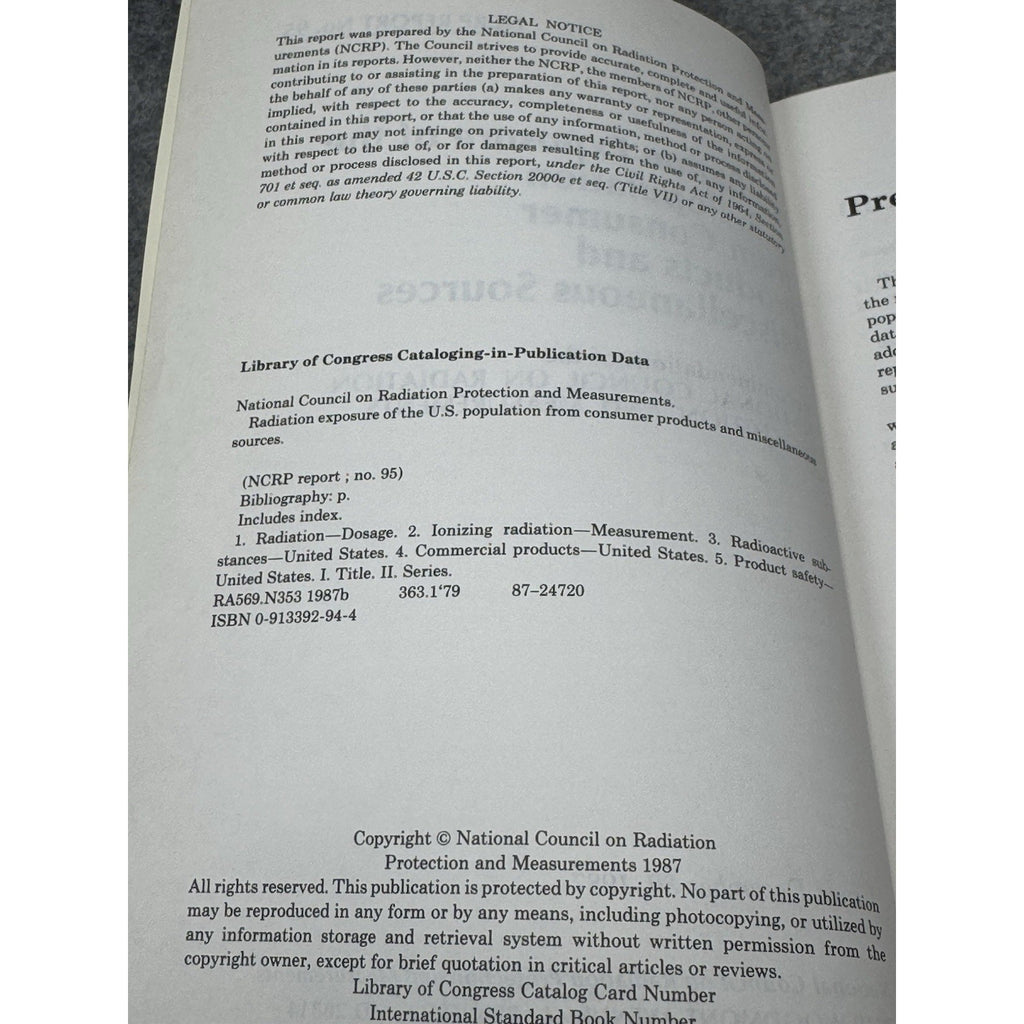 NCRP Report 95 Radioactive Consumer Products US Population Exposure 1987