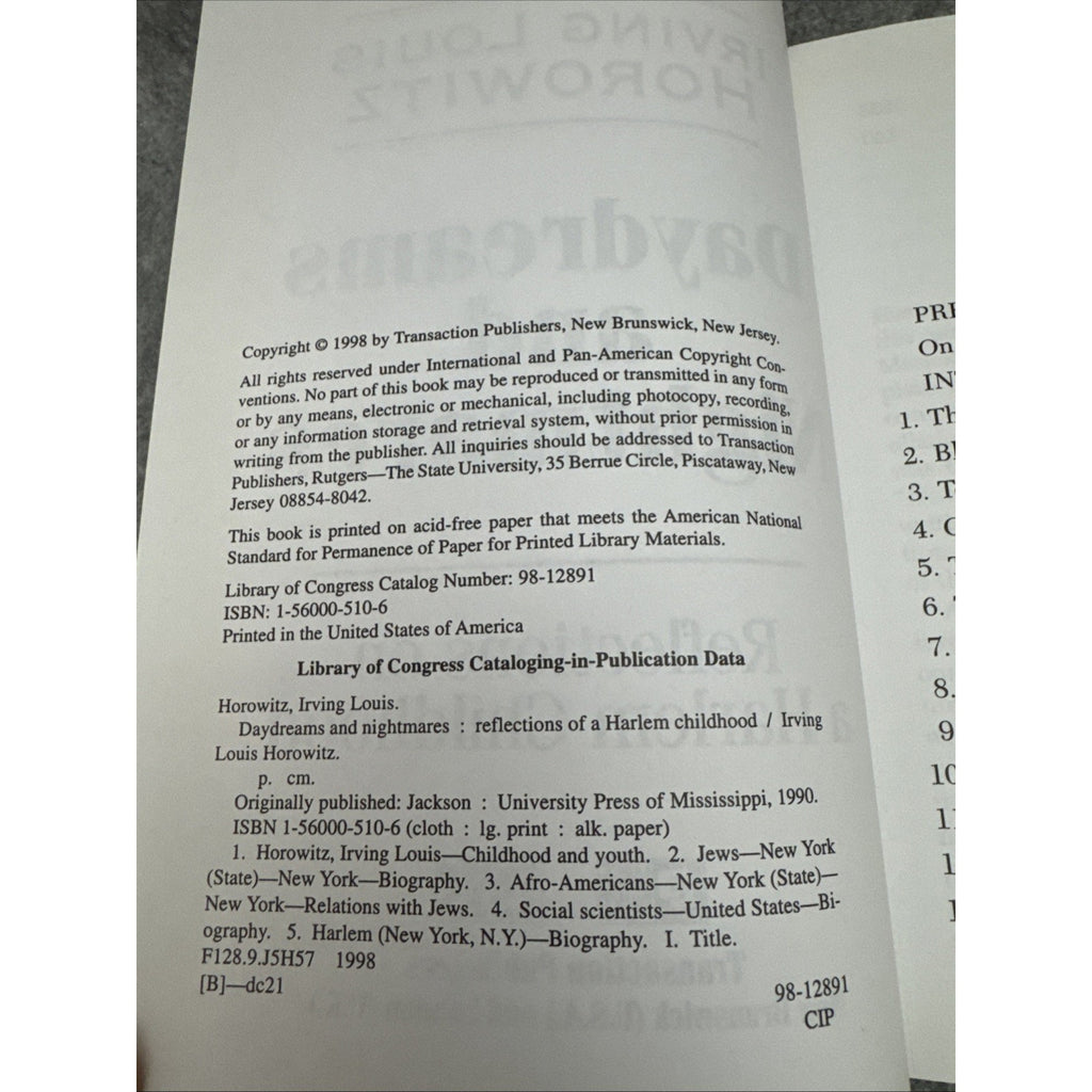 Daydreams and Nightmares : Reflections of a Harlem Childhood by Irving Louis...