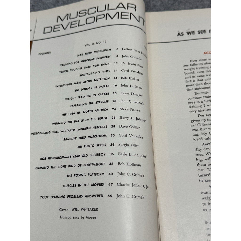 Muscular Development December 1966 Will Whitaker Bodybuilding Magazine