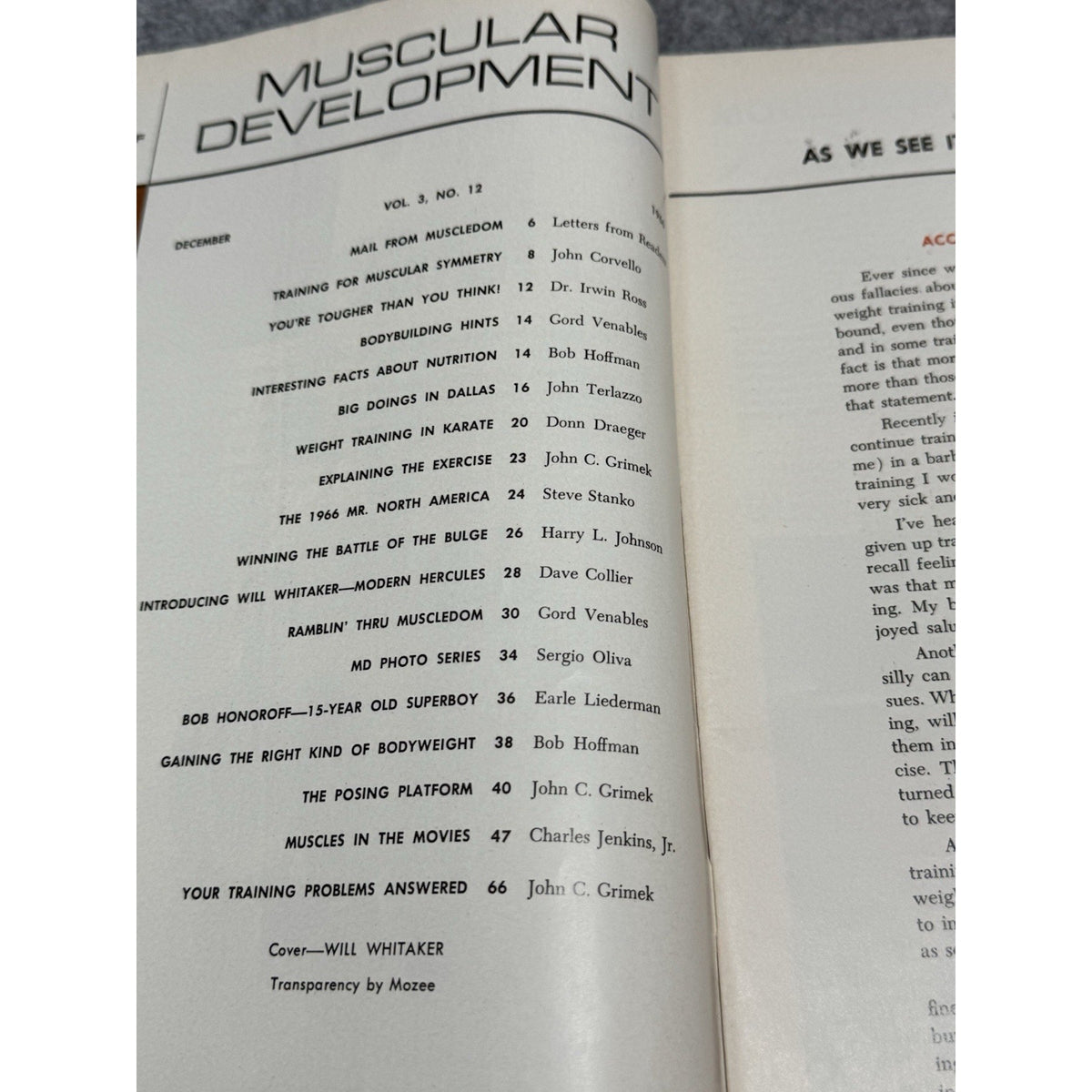 Muscular Development December 1966 Will Whitaker Bodybuilding Magazine