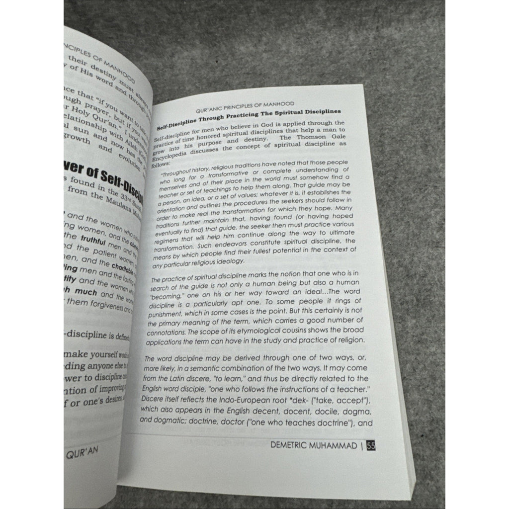 Manhood Principles, Parables, Concepts and Characteristics from the Holy Qur'an