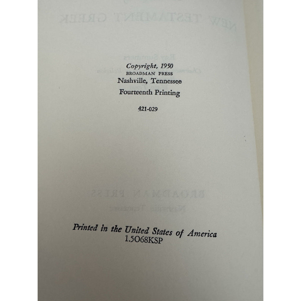 Essentials of New Testament Greek Ray Summers 1950 HC Broadman Press