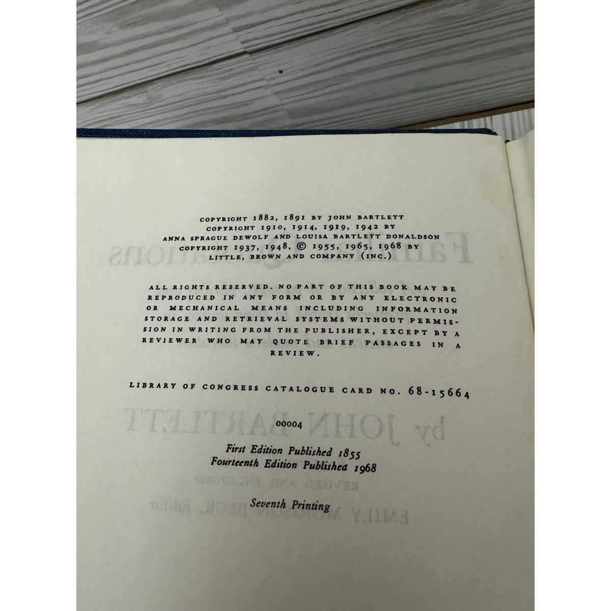 Bartlett’s Familiar Quotations 14th Edition 1968 HC Little Brown John Bartlett