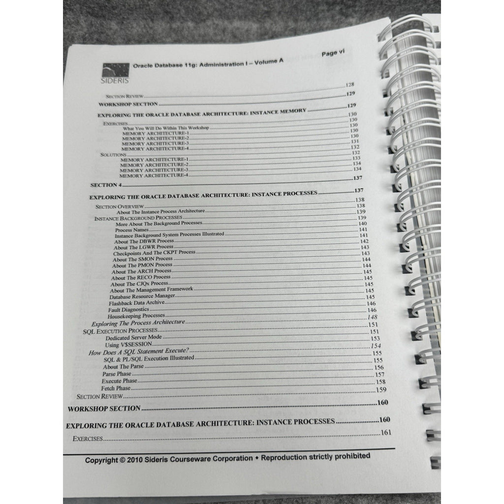 Oracle Database 11g Administration I Vol A Sideris Courseware 2010 Spiral