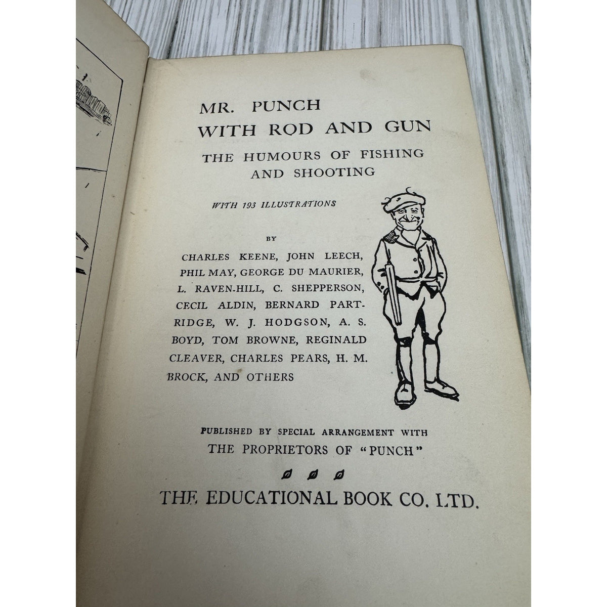 Punch Library of Humour Mr Punch With Rod & Gun HC Illustrated Vintage