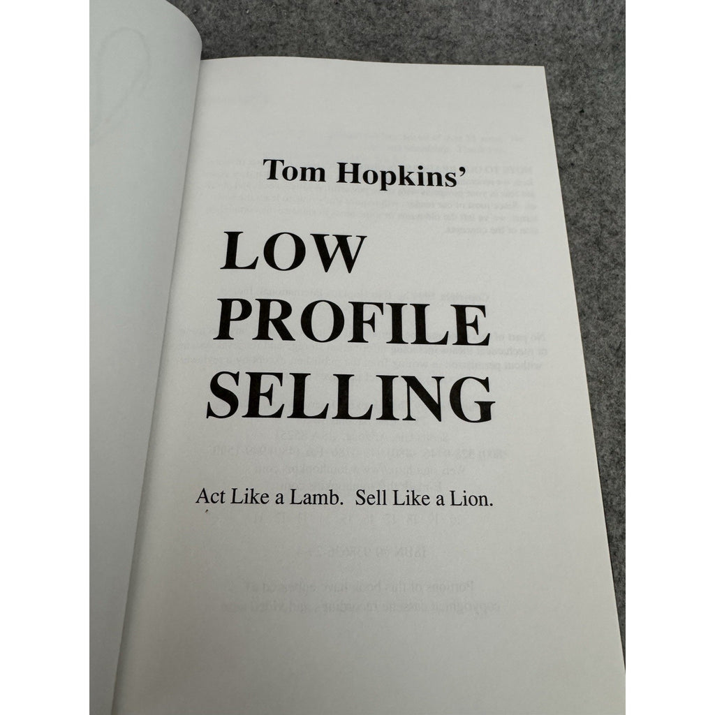 Low Profile Selling Tom Hopkins Signed HC 1994 Sales Success Leadership Book