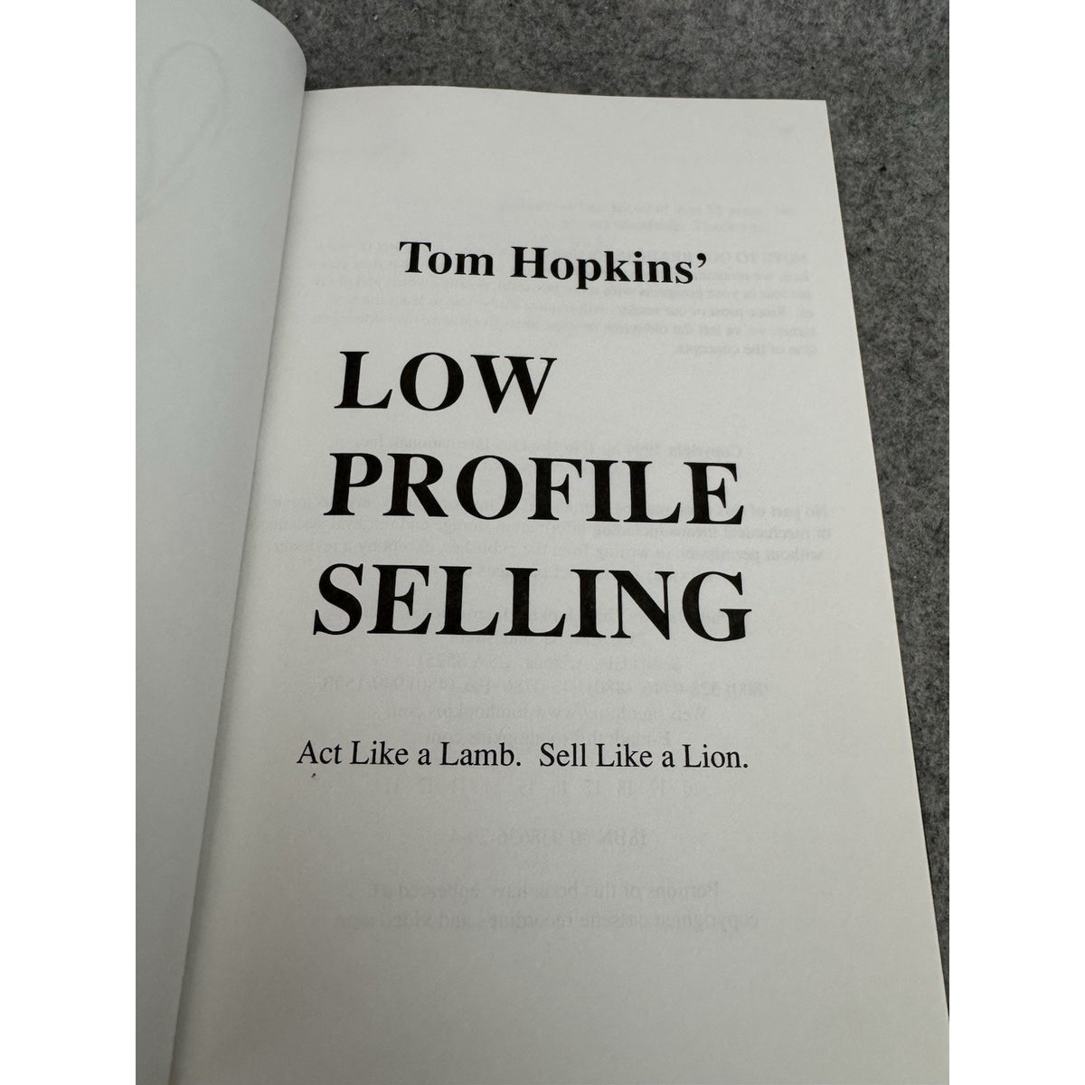 Low Profile Selling Tom Hopkins Signed HC 1994 Sales Success Leadership Book