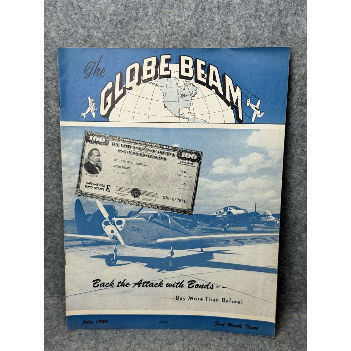 1944 Globe Beam Aircraft Magazine WWII Fort Worth Texas Swift War Bonds