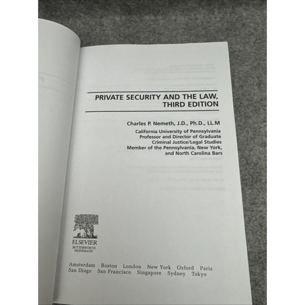 Private Security and the Law by Charles Nemeth (2004, Hardcover)