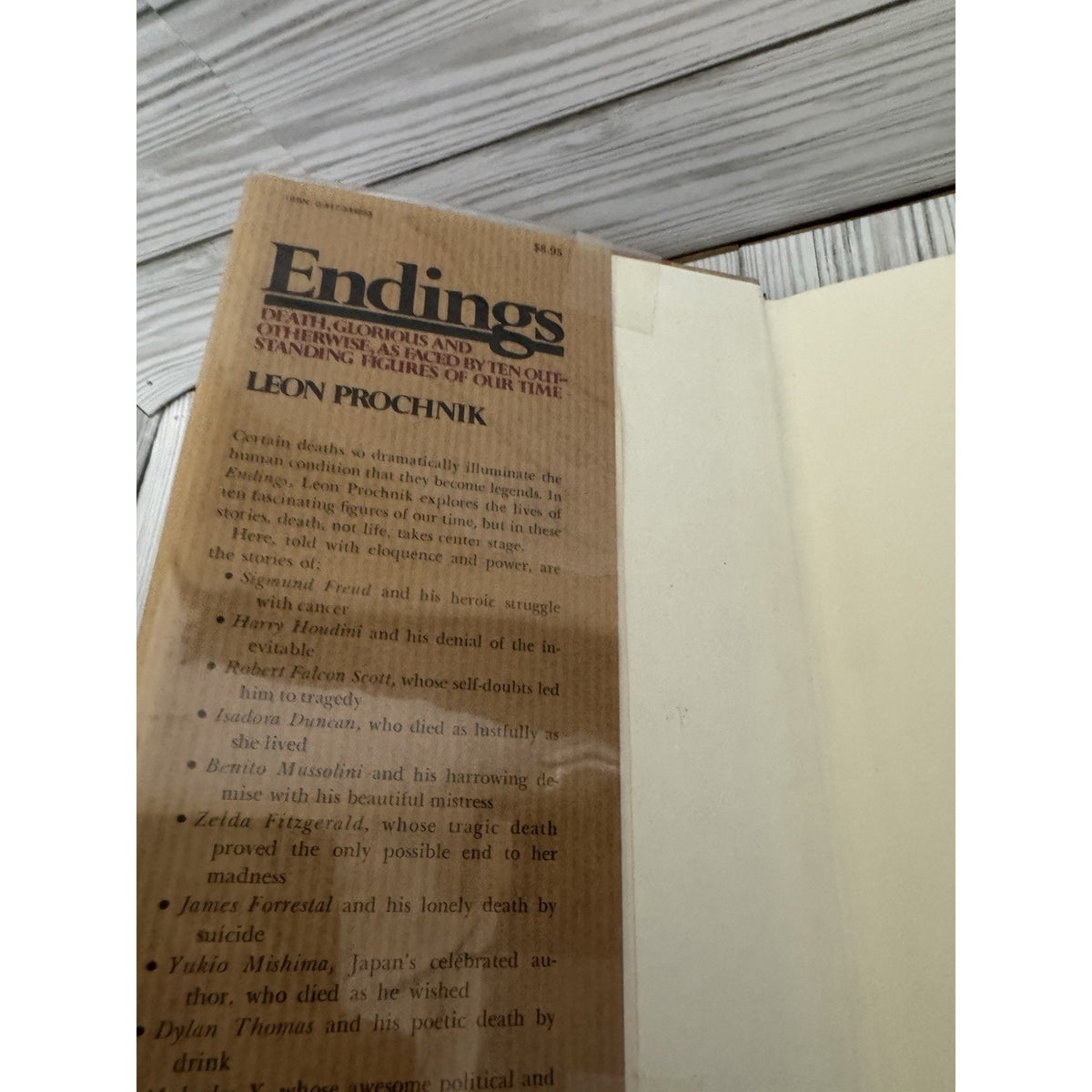 Endings Leon Prochnik 1st Edition HC DJ Freud Houdini Malcolm X Biography