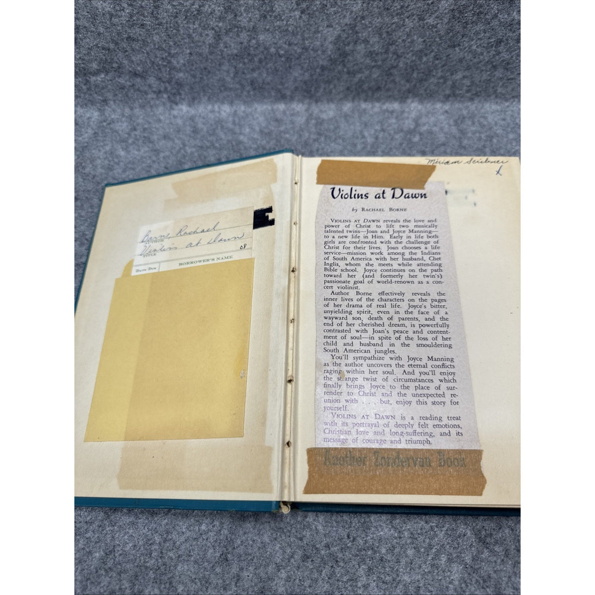 violins at dawn zondervan book -rachael borne-1956 hardcover