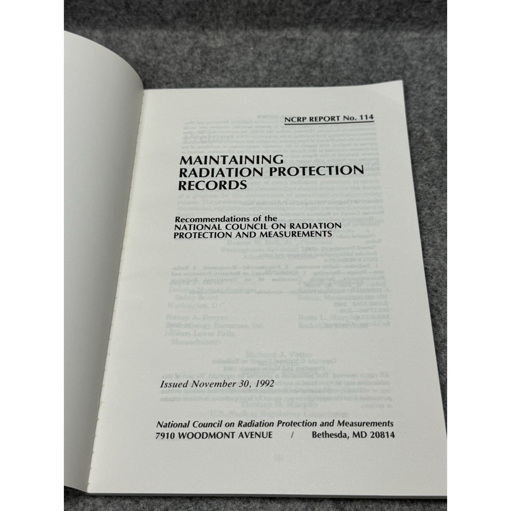 NCRP Report 114 Maintaining Radiation Protection Records Dosimetry Nuclear