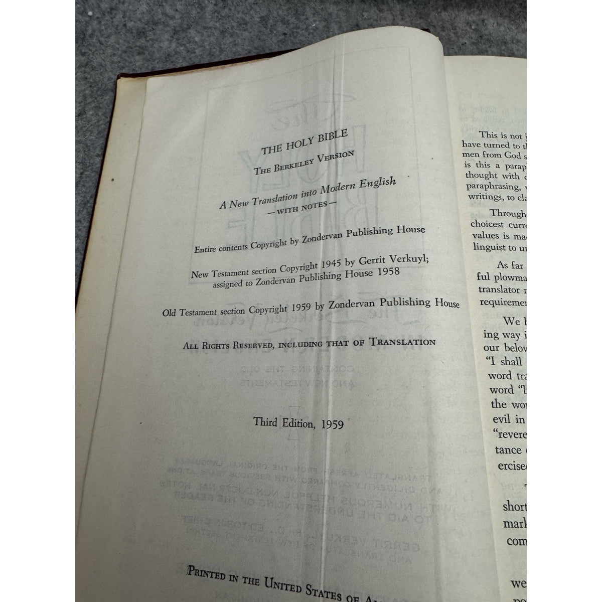 1959 Holy Bible Berkeley Version Modern English Zondervan Hardcover