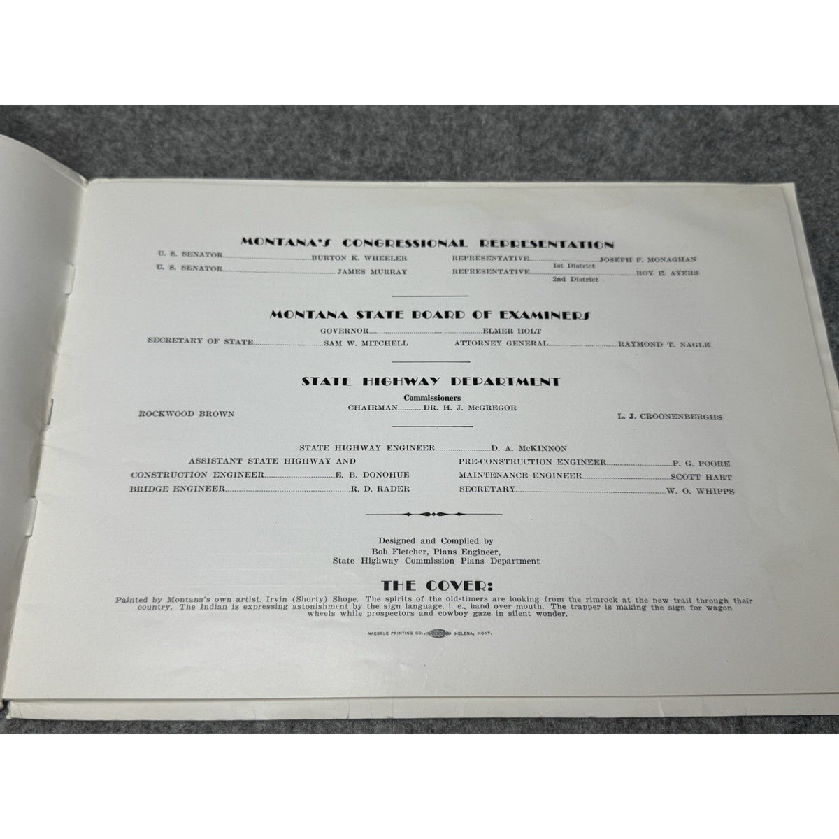 1936 Montana The New Trail Highway Report & Travel Brochure Irvin Shope Art