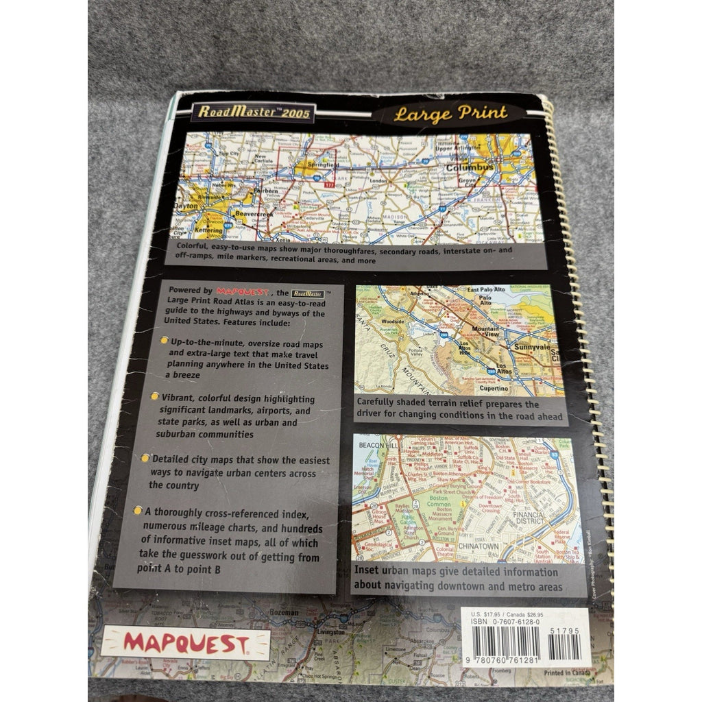 RoadMaster 2005 Large Print Road Atlas United States MapQuest Spiral Bound