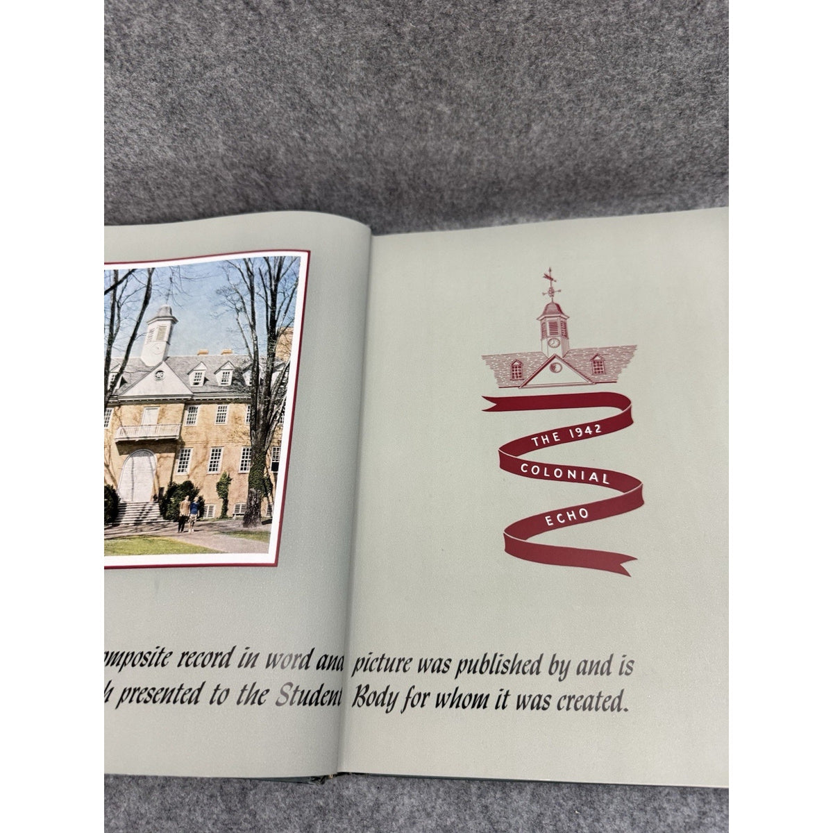 1942 Colonial Echo William & Mary Yearbook Williamsburg VA WWII Era HC